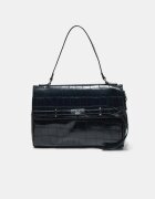 Stradivarius Geantă Crossbody Medie Cu Curea Negru Os