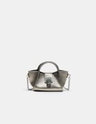 Stradivarius Geantă Crossbody Mini Cu Detaliu Lacăt Gri Os