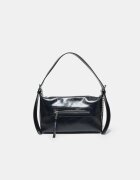 Stradivarius Geantă De Umăr Cu Buzunar Frontal Negru Os