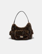 Stradivarius Geantă De Umăr Cu Buzunar Imitație De Blană Maro Os