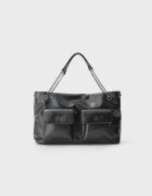 Stradivarius Geantă De Umăr Cu Buzunare Maxi Negru Os
