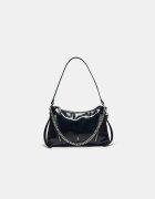 Stradivarius Geantă De Umăr Mini Cu Lanț Negru Os