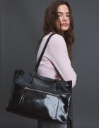 Stradivarius Geantă Shopper Cu Fermoare Și Imitație De Piele Negru Os