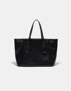 Stradivarius Geantă Shopper Cu Mânere Cu Ținte Negru Os