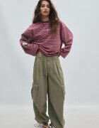 Stradivarius Hanorac Cu Dungi Purpuriu Xl