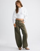 Stradivarius Hanorac Cu Glugă Tip Corset Ecru M