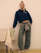 Stradivarius Hanorac Oversize Cu Grafică Marine Xl