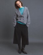 Stradivarius Jachetă Din Tricot Cu Rever Și Nasturi Dubli Gri Închis Xs