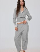 Stradivarius Jachetă Din Tricot Fitted Cu Fermoar Gri Melanj S