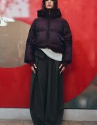 Stradivarius Jachetă Matlasată Lucioasă Cu Glugă Purpuriu Închis Xs