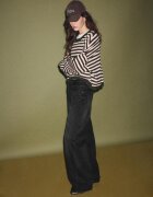 Stradivarius Jeans Largi Cu Talie Dublă Negru Spălat 34