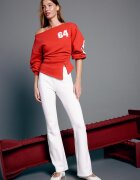 Stradivarius Legging Evazat Detaliu De Cusături Ecru Xs