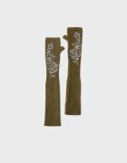 Stradivarius Mănuși Fără Degete Cu Mărgele Kaki Os