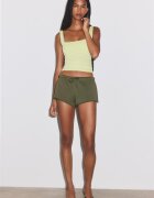 Stradivarius Mini Pantaloni Scurti Din Felpa Kaki M