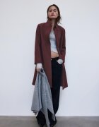 Stradivarius Palton Drept Cu Textură Fină Purpuriu Xs