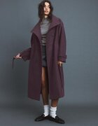 Stradivarius Palton Lung Cu Guler Înalt Și Textură Fină Purpuriu S