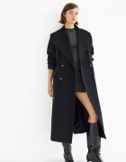 Stradivarius Palton Lung Din Stofă Marine Xl