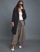Stradivarius Palton Midi Cu Cordon Negru S