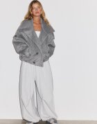 Stradivarius Palton Oversize Cu Guler Înalt Gri Xs