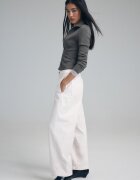 Stradivarius Pantaloni Barrel 100% Bumbac Vanilie 44