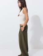 Stradivarius Pantaloni Barrel Tip Tencel Kaki M