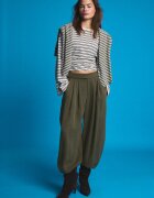 Stradivarius Pantaloni Bufant Cu Cataramă Kaki 34