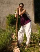 Stradivarius Pantaloni Bufant Cu Efect De In Alb M