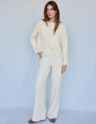Stradivarius Pantaloni Cu Nervură Și Textură Moale Ecru Xxs