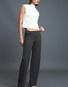 Stradivarius Pantaloni Drepți Cu Cataramă Gri 36