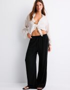 Stradivarius Pantaloni Drepți Cu Efect De In Negru Xs