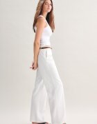 Stradivarius Pantaloni Drepți Cu Efect In Și Cordon Ecru 44