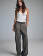 Stradivarius Pantaloni Drepți Fluizi Cu Dungi Albastru Spălat 32