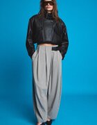 Stradivarius Pantaloni Eleganți Cu Pense Și Curea Gri 38