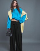 Stradivarius Pantaloni Eleganți Cu Talie Răsfrântă Negru 44