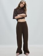 Stradivarius Pantaloni Eleganți Cu Textură Fină Maro 44