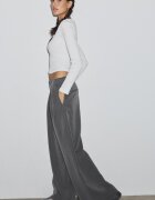 Stradivarius Pantaloni Eleganți Largi Cu Pense Gri Închis 40