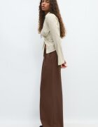 Stradivarius Pantaloni Eleganți Wide Cu Nasturi Reglabili Maro 38