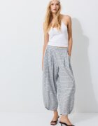 Stradivarius Pantaloni Fluizi Tip Barrel Albastru Cer L