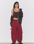 Stradivarius Pantaloni Jogger Balloon Fit Cu Stoppers Roșu Închis Xs