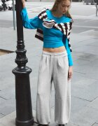 Stradivarius Pantaloni Jogger Barrel Cu Textură Moale Și Opritoare Gri Melanj L