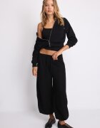 Stradivarius Pantaloni Jogger Barrel Cu Textură Moale Și Stoppere Negru S