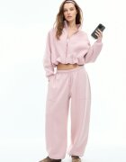 Stradivarius Pantaloni Jogger Barrel Din Felpa Cu Opritoare Roz Pastel S