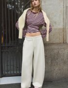 Stradivarius Pantaloni Jogger Barrel Largi Vanilie M