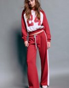 Stradivarius Pantaloni Jogger Drepți Cu Bandă Laterală Roșu S