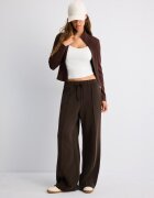 Stradivarius Pantaloni Jogger Largi Cu Nervură Și Textură Moale Maro Xxs