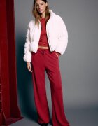 Stradivarius Pantaloni Jogger Palazzo Cu Tușeu Moale Roșu L