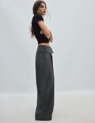 Stradivarius Pantaloni Largi Cu Betelie Întoarsă Gri Marengo 36
