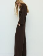Stradivarius Pantaloni Largi Cu Pense Moale La Atingere Maro L