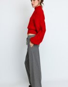 Stradivarius Pantaloni Rib Fini La Atingere Gri Marengo Xs