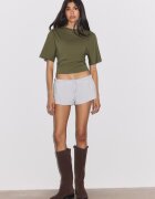 Stradivarius Pantaloni Scurti Mini Din Molton Gri Melanj L